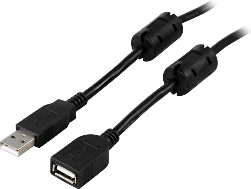 DELTACO USB 2.0 -kaapeli, Type A ur - Type A na, 2m, ferriittiytimet