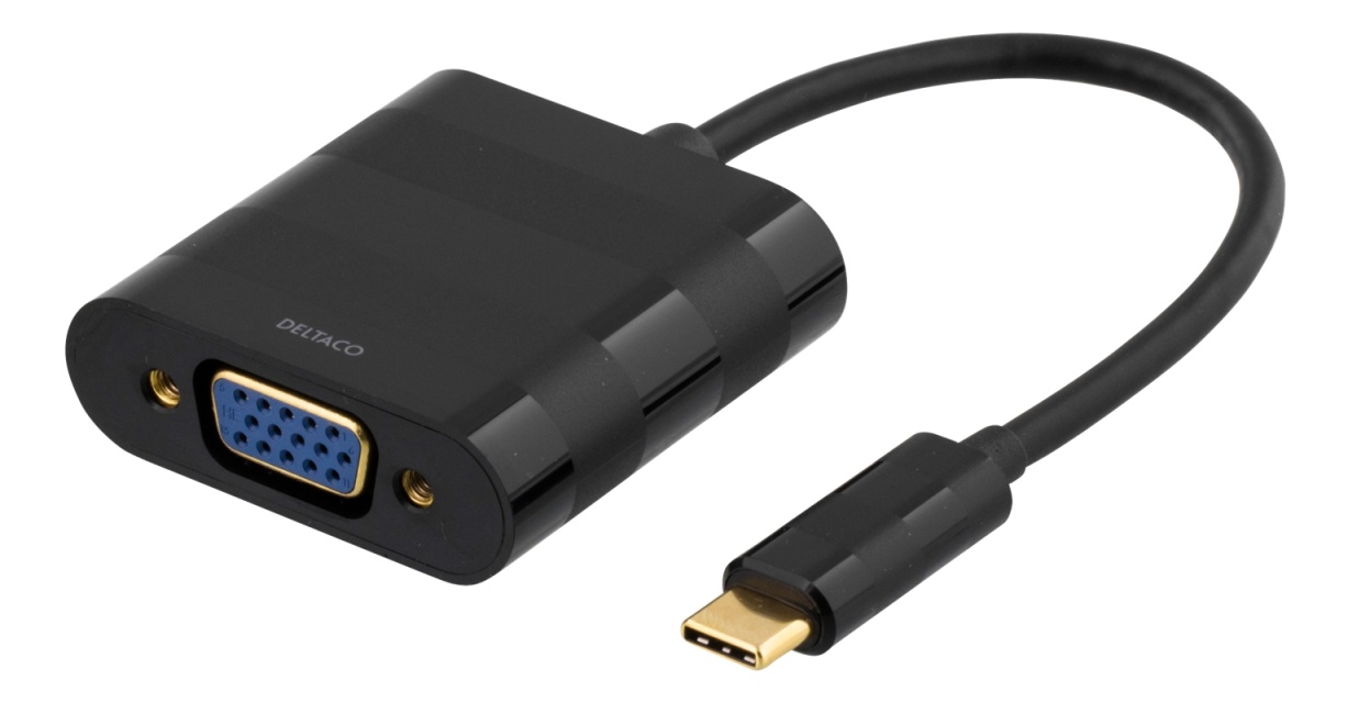 DELTACO sovitin USB 3.1 - VGA, Type C uros - VGA naaras, 1080p, musta
