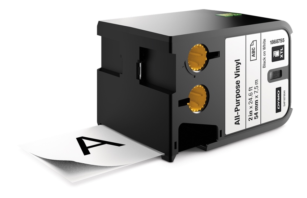 DYMO XTL Monikäyttöinen vinyylitarra, 54mm, musta teksti, valk. tausta