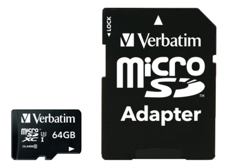 Verbatim PRO U3 microSDXC-kortti, sis. adapterin, 64GB
