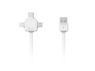 ALLOC Power USB Multicable, 1,5m, Type C, Lightning, Micro USB, valk.