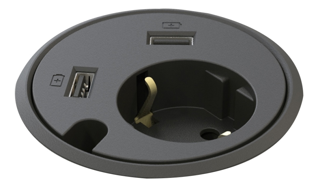 Kondator Powerdot pöytään upotett. virtapaneeli, 1xCEE 7/4, 2xUSB