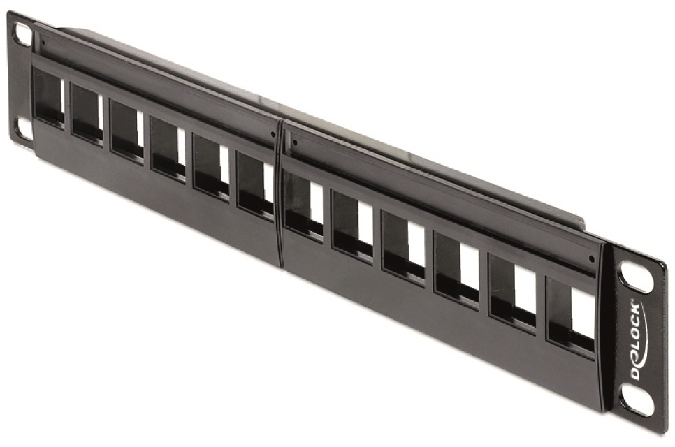 DeLOCK 10" Keystone Patch Panel, 12xKeystone liittimelle, 1U, musta