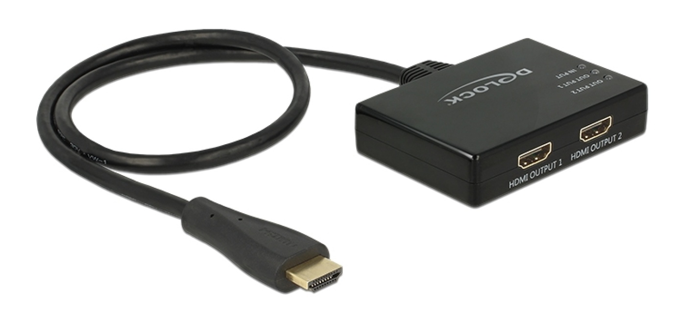 DeLOCK HDMI-jakaja, 1 sisääntulo, 2 ulostuloa, Ultra HD