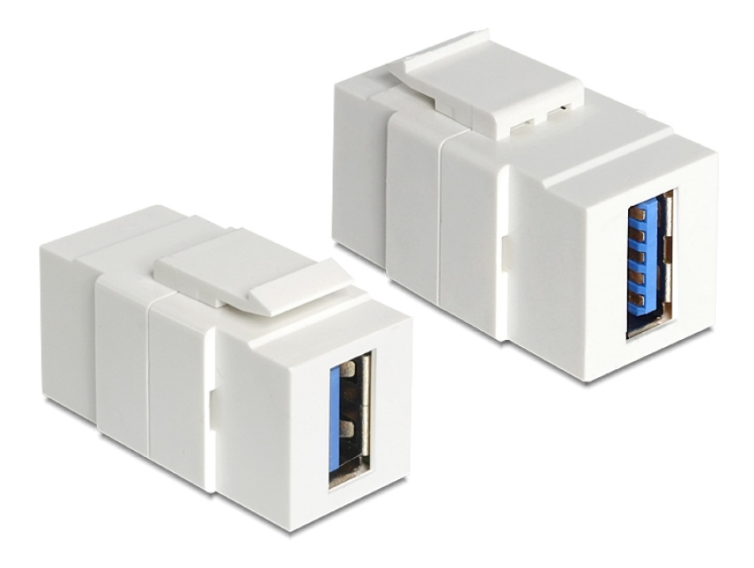 DeLOCK Keystone-liitinmoduuli, USB 3.0 A na - na, 19,2x14,9mm, valk.