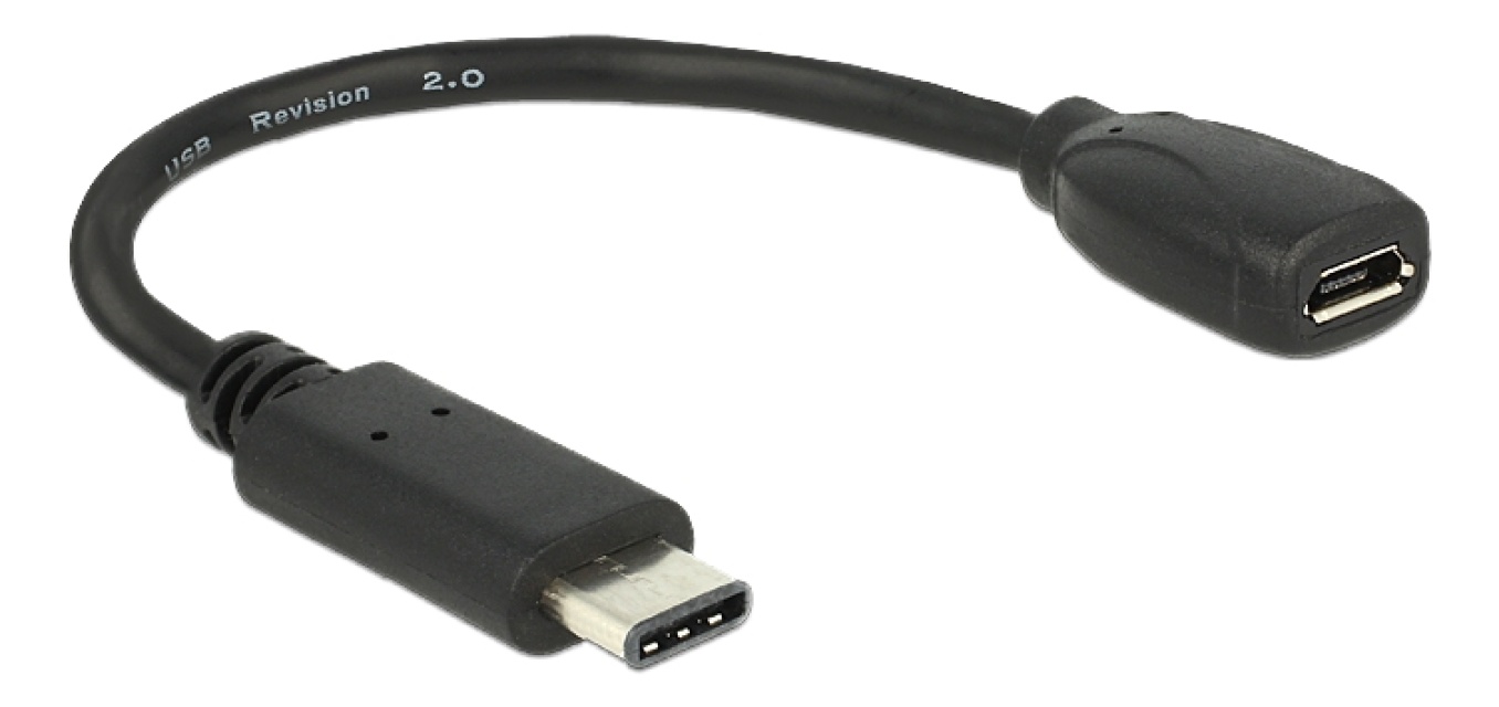 DeLOCK sovitin USB-C uros - Micro-B naaras, USB 2.0, 56 kΩ, musta