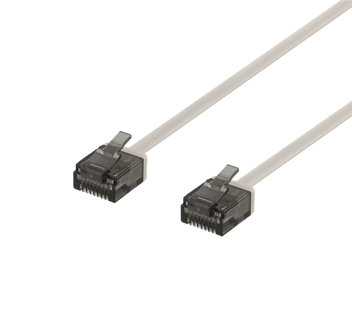 DELTACO U/UTP Cat6a laitekaapeli, litteä, 1mm paksu, 1,5m, harmaa