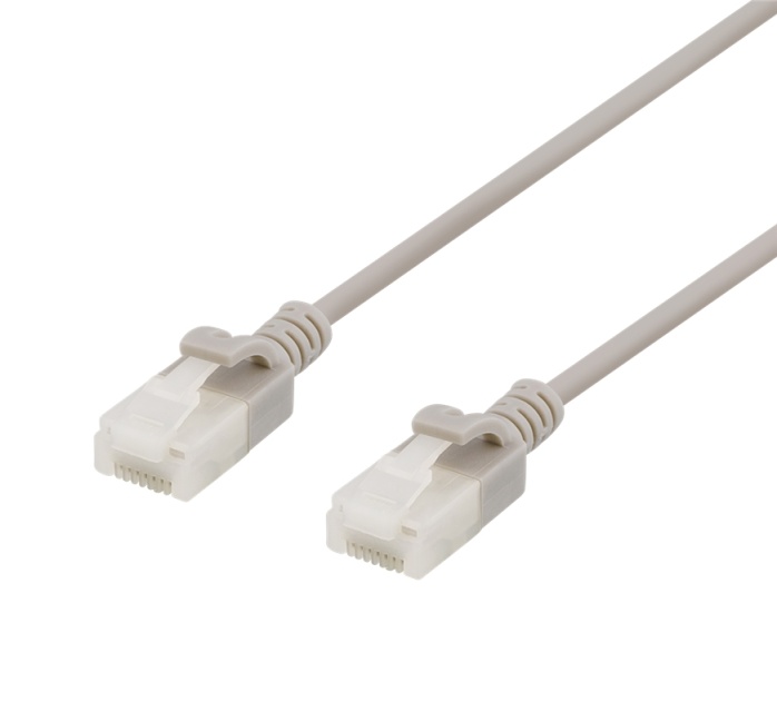 DELTACO U/UTP Cat6a laitekaapeli, ohut, läpimitta 3,5mm, 1,5m, harmaa