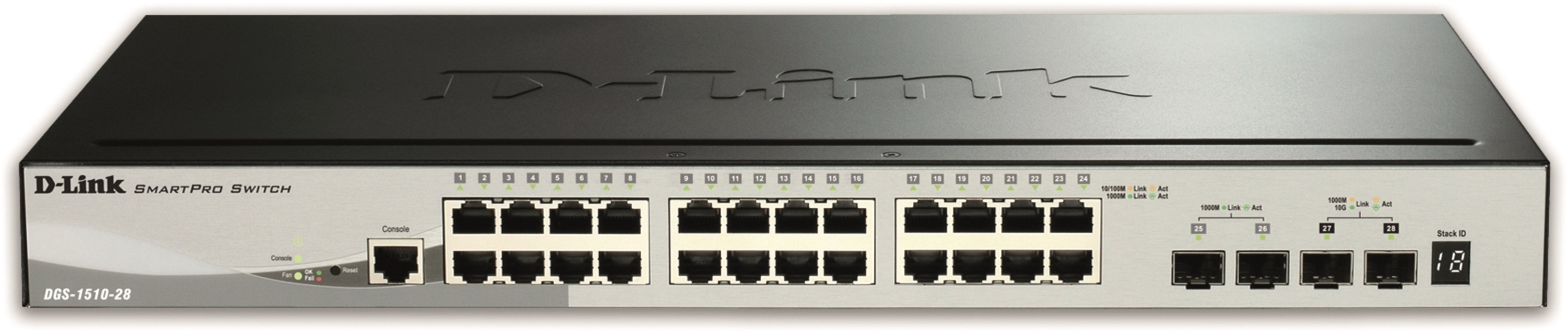 D-Link Gigabit SmartPro kytkin, 24xRJ45, 4x10G SFP+, metalli, 1U, 19"