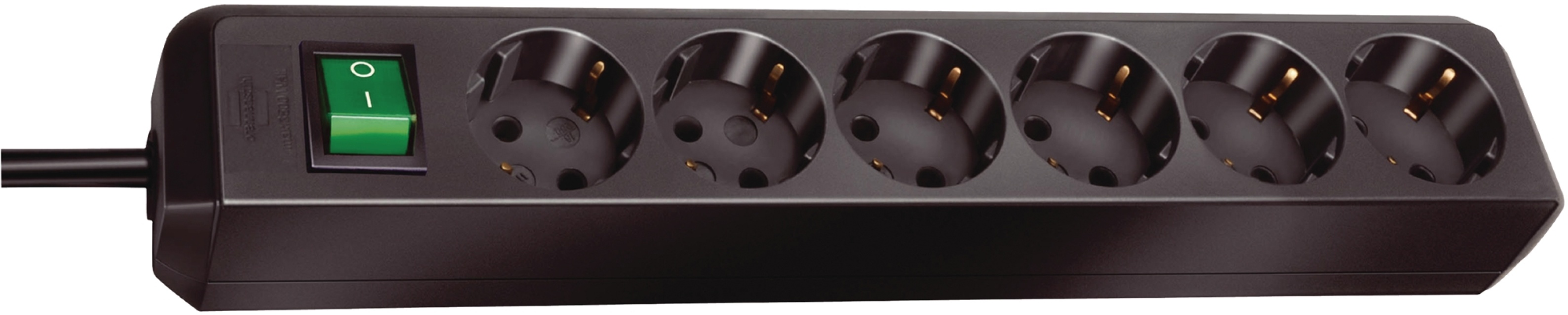 Jatkopistorasia Eco-Line 6-Paikkaa 3.00 m Musta - Suojakosketin