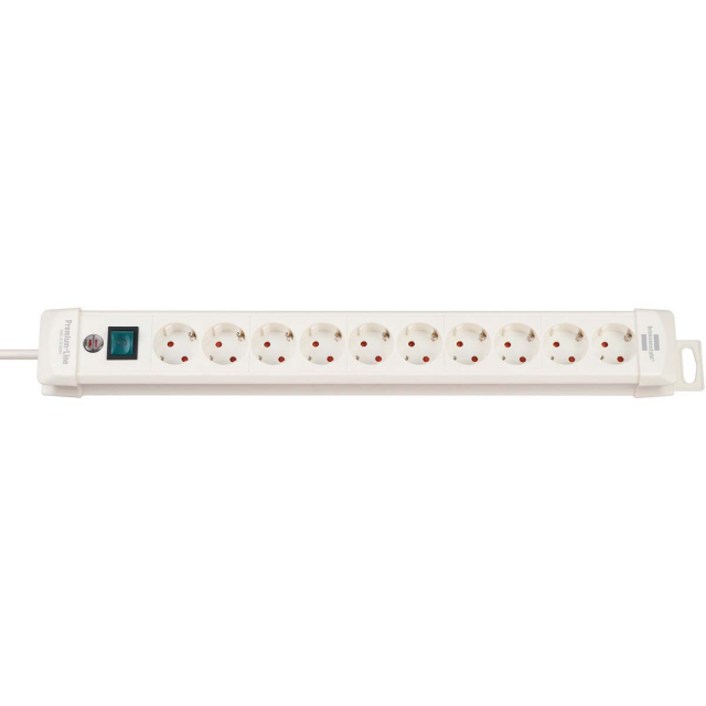 brennenstuhl Jatkopistorasia Premium-Line 10-Paikkaa 3.00 m Valkoinen - Suojakosketin TYPE F