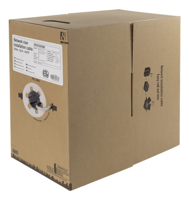 DELTACO U/UTP Cat6 nousukaapeli, 305m, laatikko, 250MHz, Delta, valk.