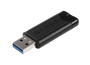 Verbatim PinStripe USB 3.0 -muisti, 256GB, sisään ved. suojus, musta