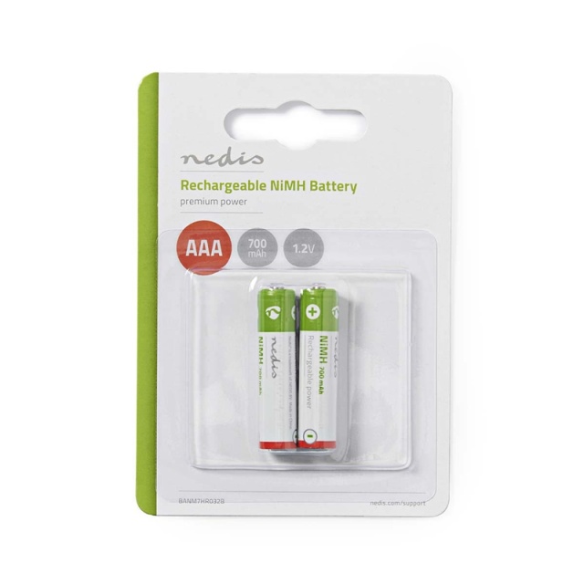 Nedis Ladattava Ni-MH-Akku AAA | 1.2 V DC | 700 mAh | Esiladattu | 2 Kpl pakkaus