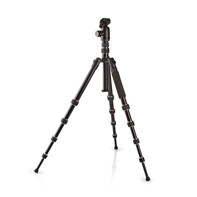 Nedis Kolmijalka | Maksimi kuormitettavuus: 3.0 kg | Pienin työkorkeus: 17.5 cm | Maksimi työkorkeus: 145.0 cm | 3 Segmenttiä | Kuulapää | Matkalaukku sisältyy | Käännettävä keskiosa | ABS-Muovi / Alumiini | Musta