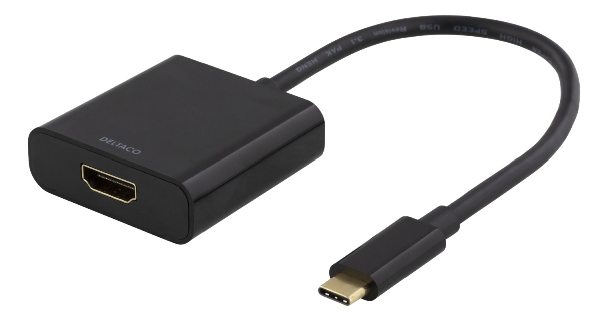 DELTACO USB-C - HDMI-sovitin, 4096x2160 30Hz, musta