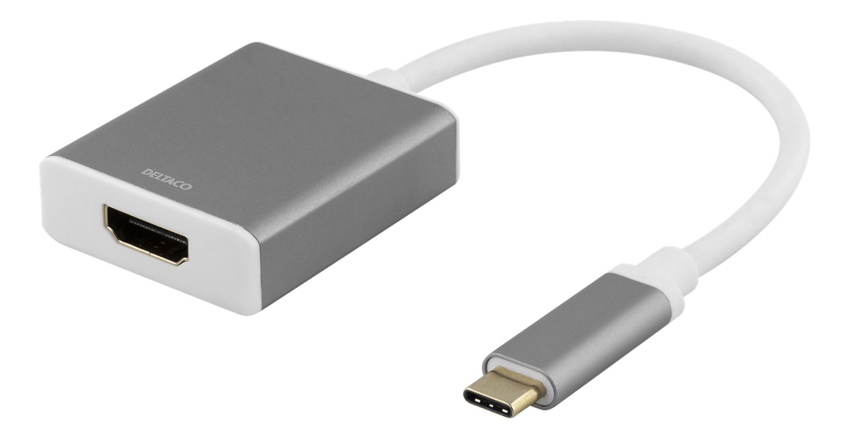 DELTACO USB-C - HDMI-sovitin, 4096x2160 60Hz, 0,2m, tähtiharmaa