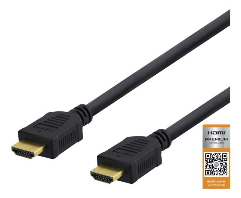 DELTACO High-Speed Premium HDMI -kaapeli, 0,5m, Ethernet, 4K UHD,musta