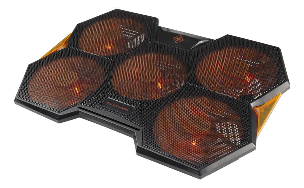 DELTACO GAMING jäähdytysalusta, 1000 - 1300 rpm, musta/oranssi