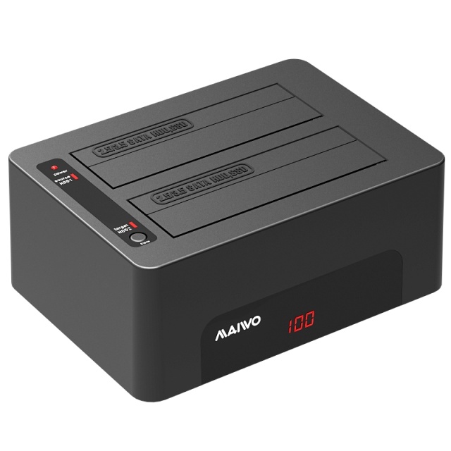 Two bay HDD/SSD docking station, USB 3.1 Gen 1, USB-A, 5 Gbps, black