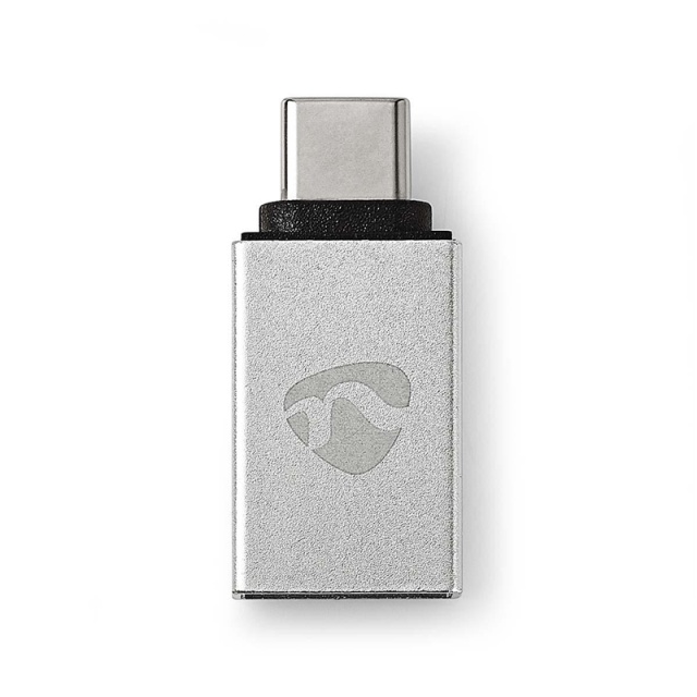 Nedis USB-C™ Sovitin | USB 3.2 Gen 1 | USB-C™ Uros | USB-A Naaras | 5 Gbps | Pyöreä | Niklattu | Hopea | Laatikko kannella ja ikkunalla