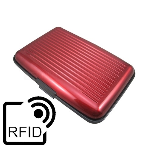 Muovinen lompakko, jossa 6 korttipaikkaa, RFID-suojaus, punainen