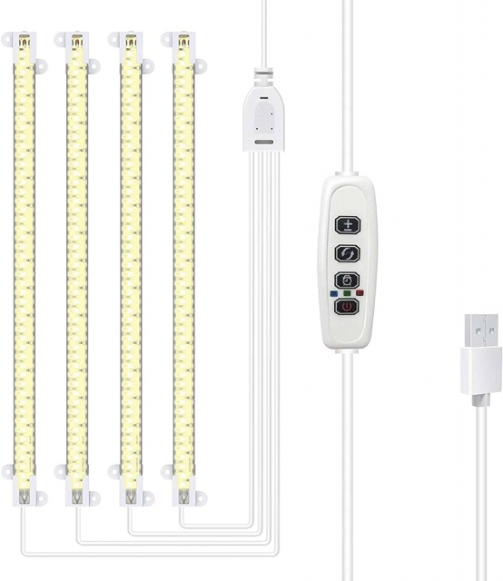 LED-kasvien kasvuvalot - Täyden spektrin LED-valo ajastintoiminnolla sisäkasvatukseen, 4kpl LED-nauhoja, 33cm