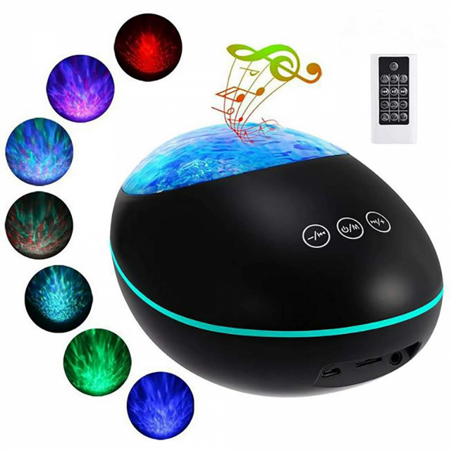 Lucky Stone Ocean LED-projektiolamppu kaukosäätimellä, musta