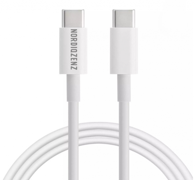 NORDIQZENZ 60W USB-kaapeli C-tyyppi-C USB-C:hen, 30cm, valkoinen