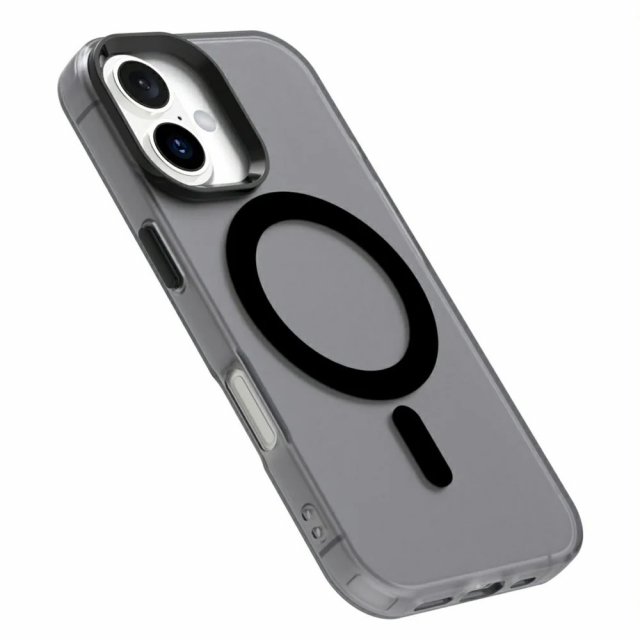 Puoliksi läpinäkyvä kotelo, jossa MagSafe iPhone 16 Pro:lle, musta