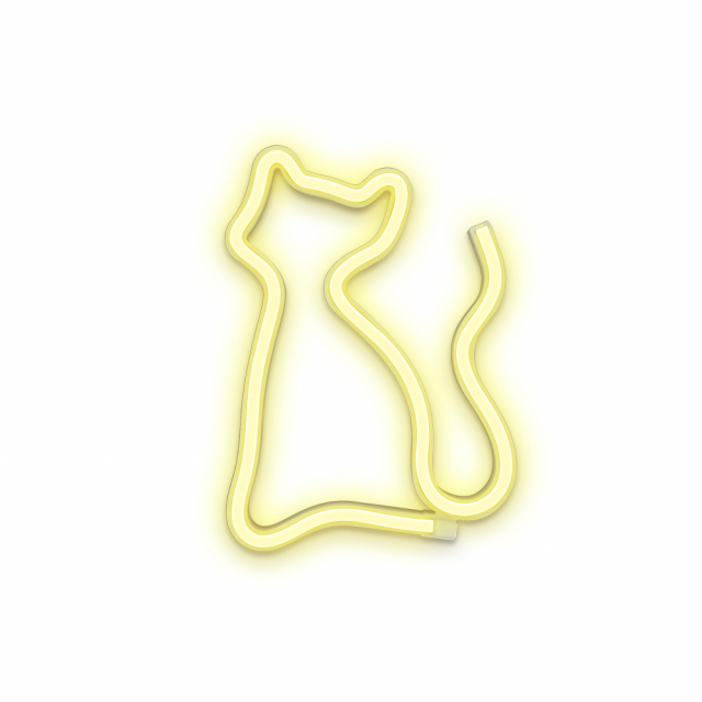 Forever Light Neon LED-valo Cat, paristo + USB FLNEO3, Lämmin valkoinen