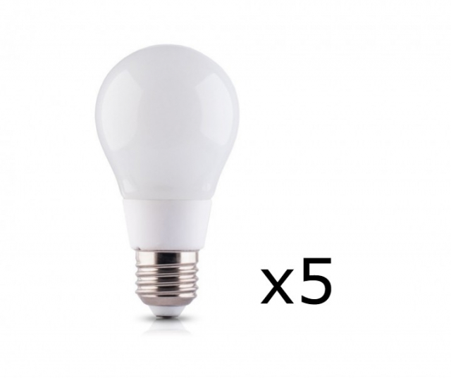 LED-lamppu E27 8W 230V 6000K 5-pack, viileä valkoinen