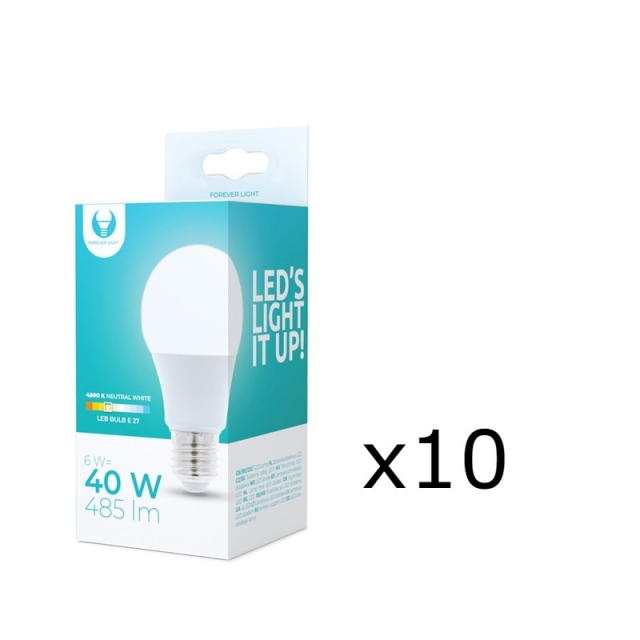 LED-lamppu E27, 6W, 230V, 4500K 10-pack, valkoinen neutraali