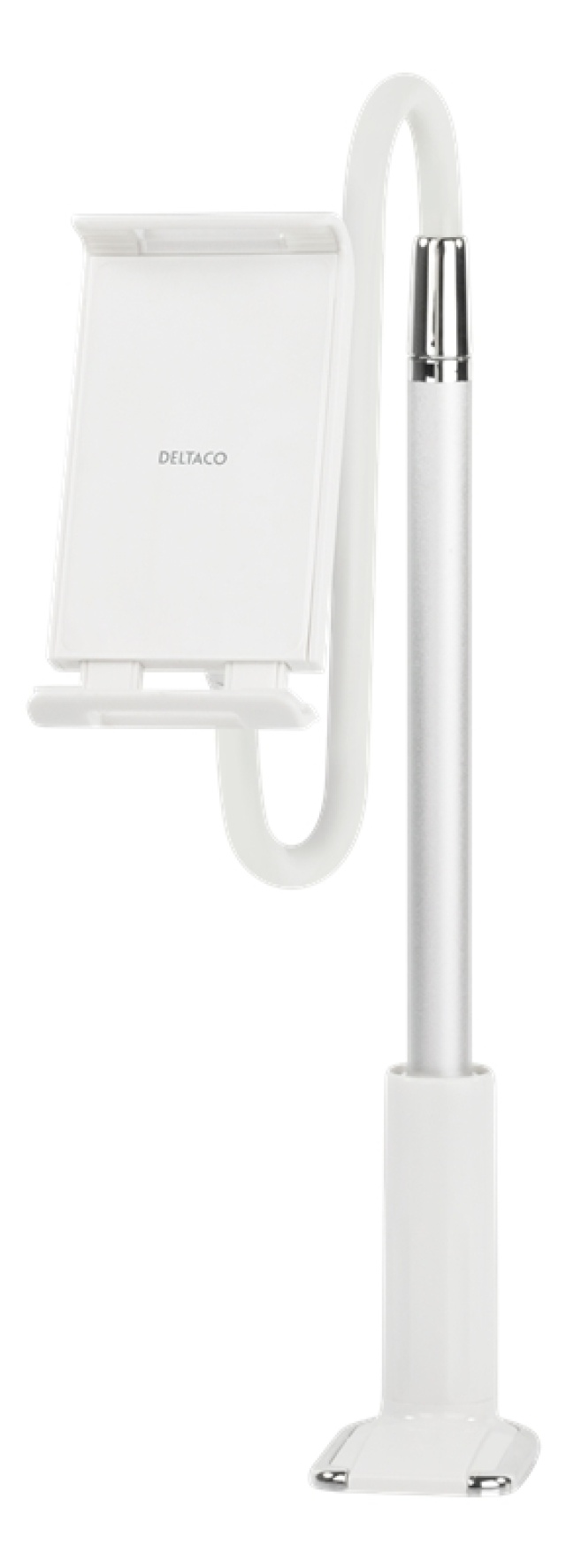 DELTACO puhelimen tai tabletin pöytäteline, valkoinen