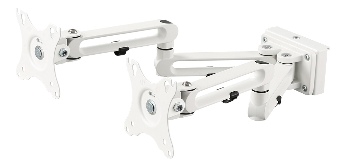 DELTACO OFFICE kahden näytön kiinnitysvarsi, 17" - 32", 8kg+8kg, valk.