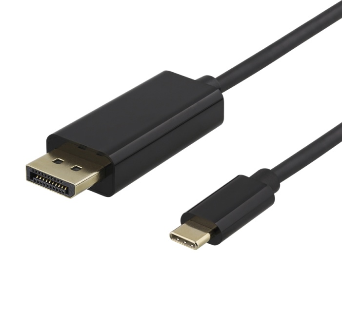 DELTACO USB-C - DisplayPort-kaapeli, 1m, 4K 60Hz, musta