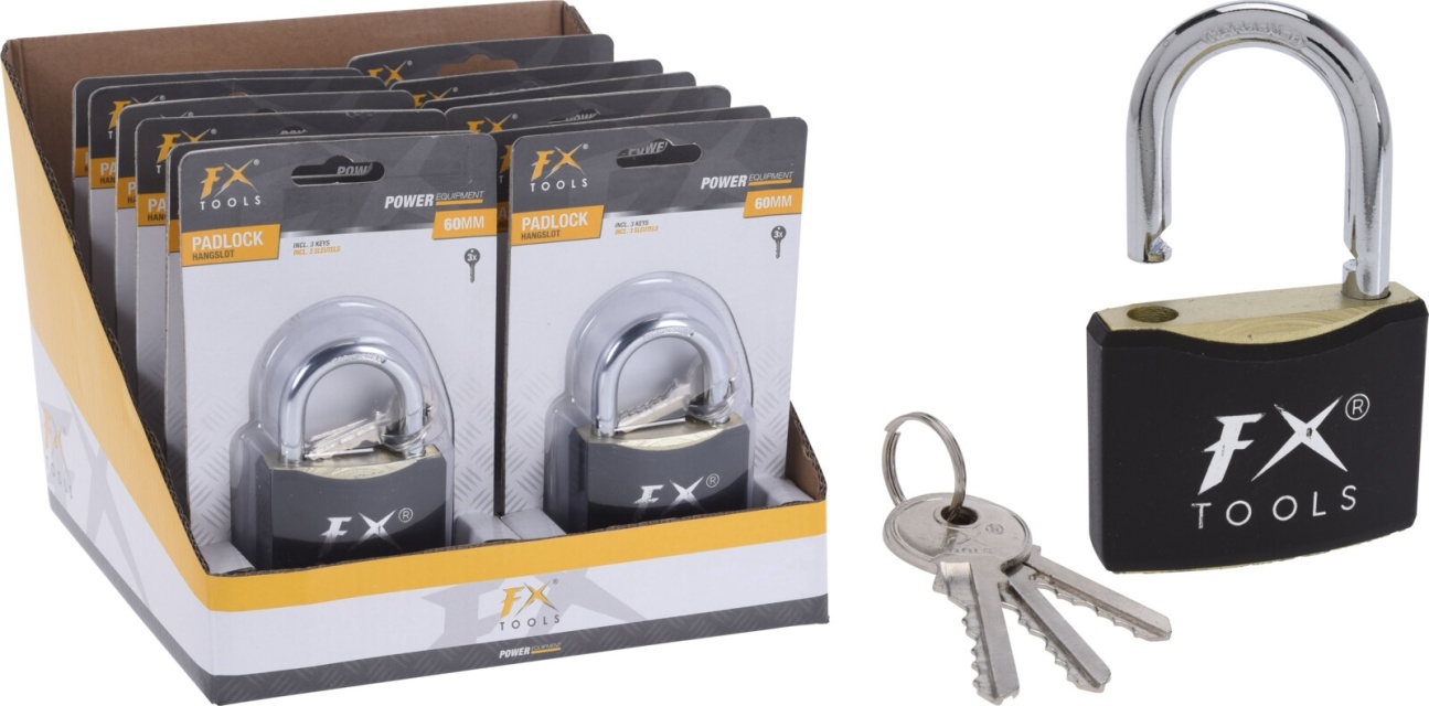 FX Tools, riippulukko 3x avaimilla, 60mm