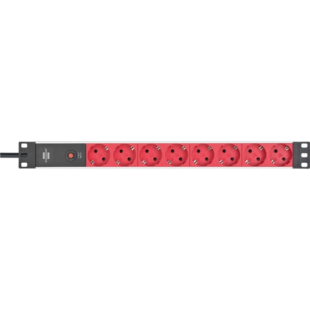 brennenstuhl Alu-Line 8-tie 19" pistorasia kytkinrasialle PG Plug 2,00 m Musta/Punainen C14