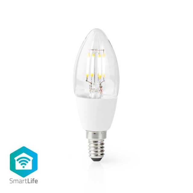 Nedis SmartLife LED Filamenttilamppu | E14 | 400 lm | 5 W | Lämmin Valkoinen | 2700 K | Lasi | Android™ / IOS | Kynttilä | 1 kpl