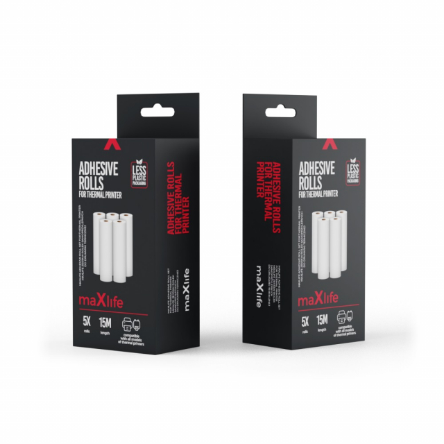 Maxlife Itseliimautuvat paperirullat lämpökirjoittimille, 5kpl x 3m