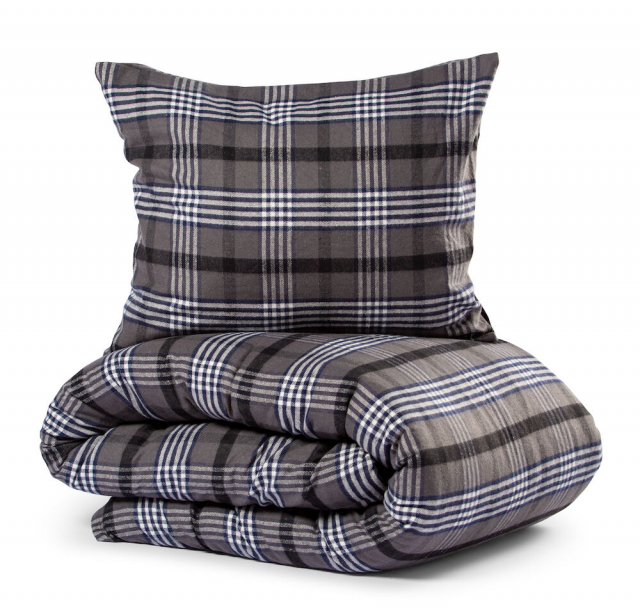 Lord Nelson Bäddset Skaveröd Garnfärgad Flanell Återvunnen 150x210cm, Marinblå