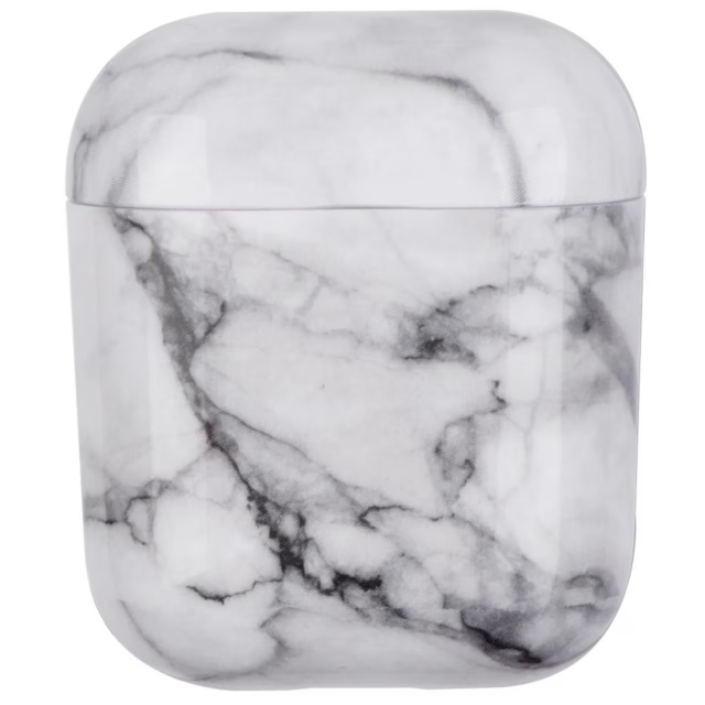 Marmorikuvioinen suojakotelo Apple Airpodsille, vaaleanharmaa