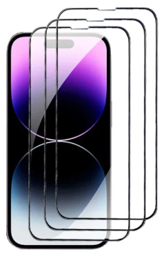 3-pack suojakalvoa karkaistua lasia iPhone 14 Pro Maxille, Musta reunus