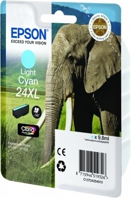 Epson Elephant Singlepack Light Cyan 24XL Claria Photo HD Ink