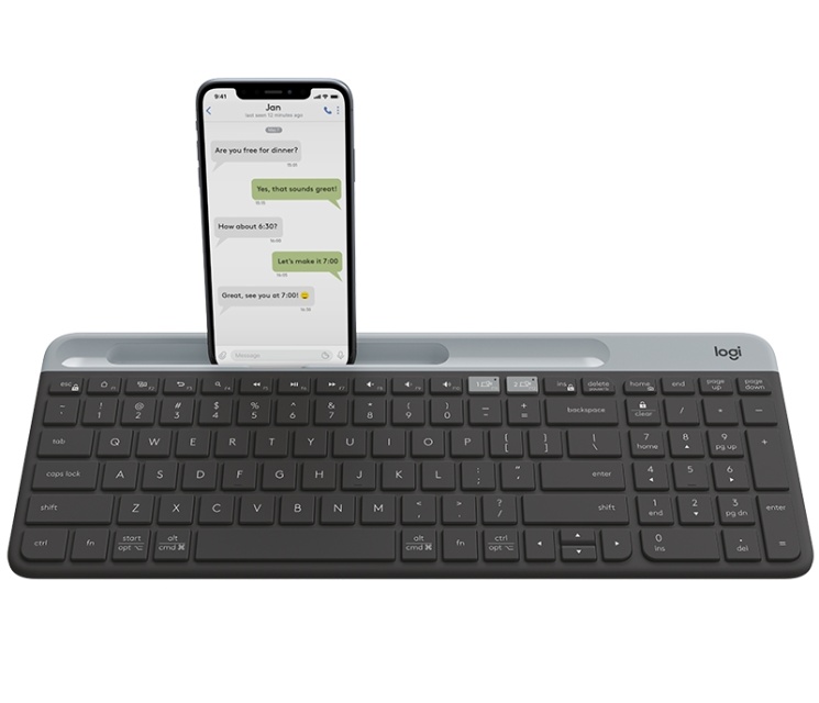 Logitech K580 tangentbord Trådlös RF + Bluetooth Dansk, Finsk, Norsk, Svensk gra