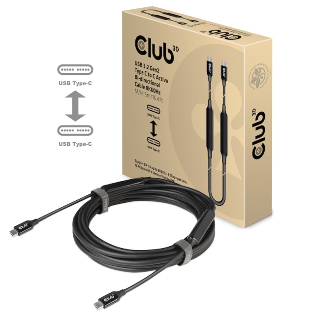 CLUB3D CAC-1535 USB-kablar 5 m USB 3.2 Gen 2 (3.1 Gen 2) USB C Svart