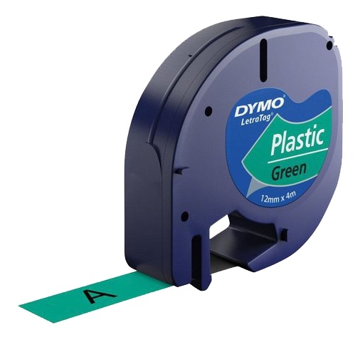 DYMO LetraTAG plasttejp, grön, 12mm, 4m (91224)