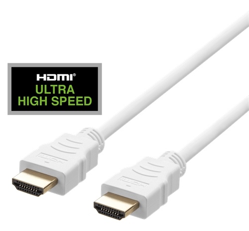 DELTACO ultranopea HDMI-kaapeli, 48Gbps, 1m, valkoinen