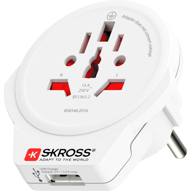 SKROSS El-Adapter Europa med USB