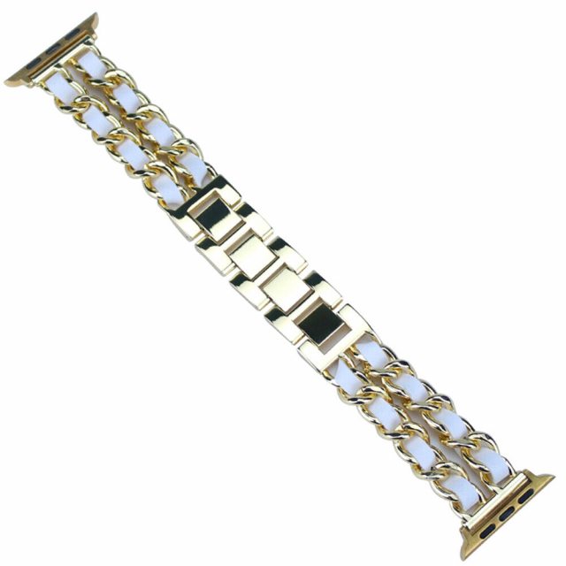Tyylikäs metalliranneke Apple Watchille 38/40/41mm, kulta/valkoinen